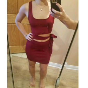Red Bodycon Cut Out Sleeveless Wrap Outfit